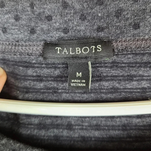 Talbots grey with black polka dot long sleeve top - Picture 7 of 9
